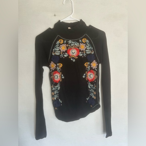 Free people turtle neck embroidered long sleeve - Picture 2 of 5